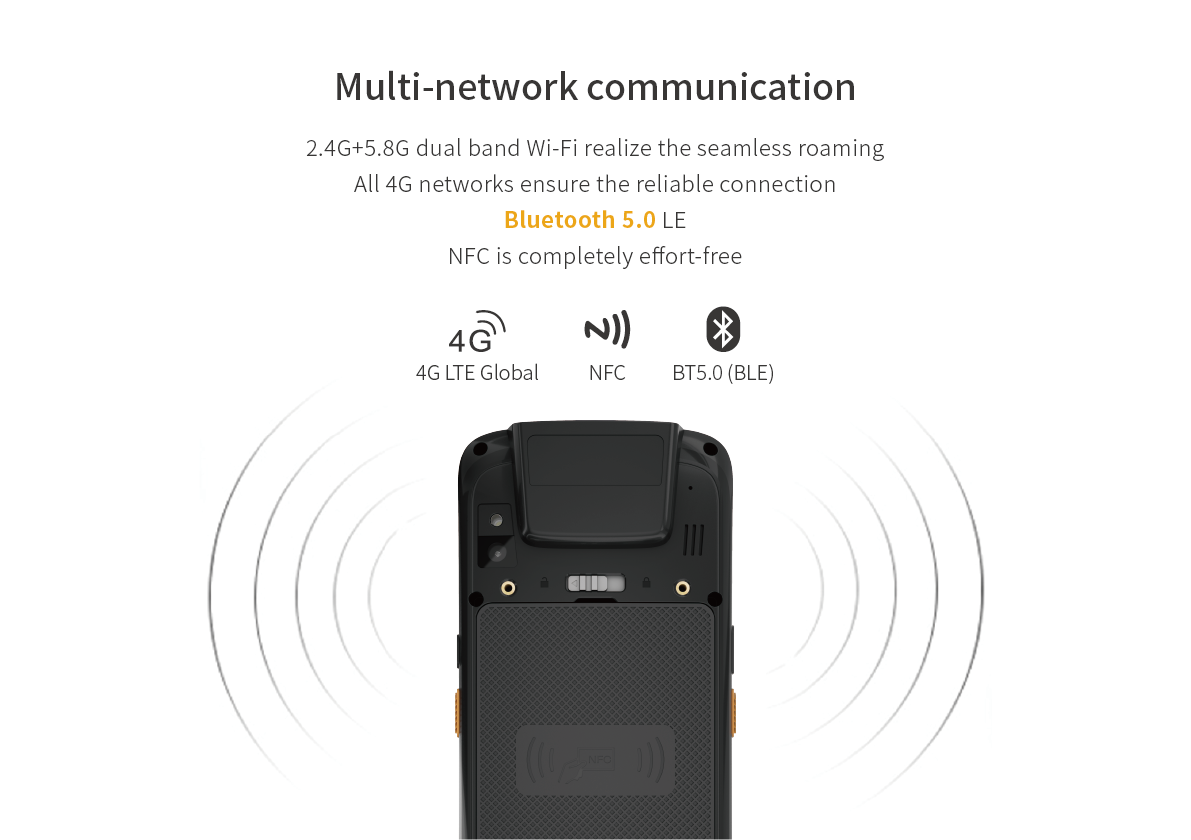 2.4G+5.8G dual band Wi-Fi realize the seamless roamingAll 4G networks ensure the reliable connectionBluetooth 5.0 LE
NFC is completely effort-free
