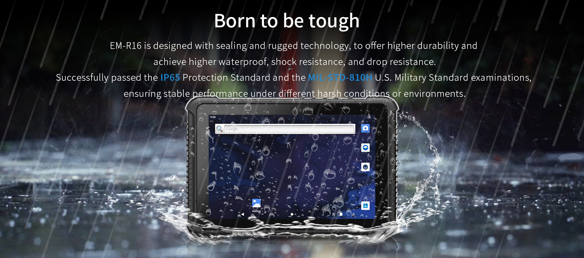 EM-R16 IP65 and MIL-STD-810H Rugged Protection Standard