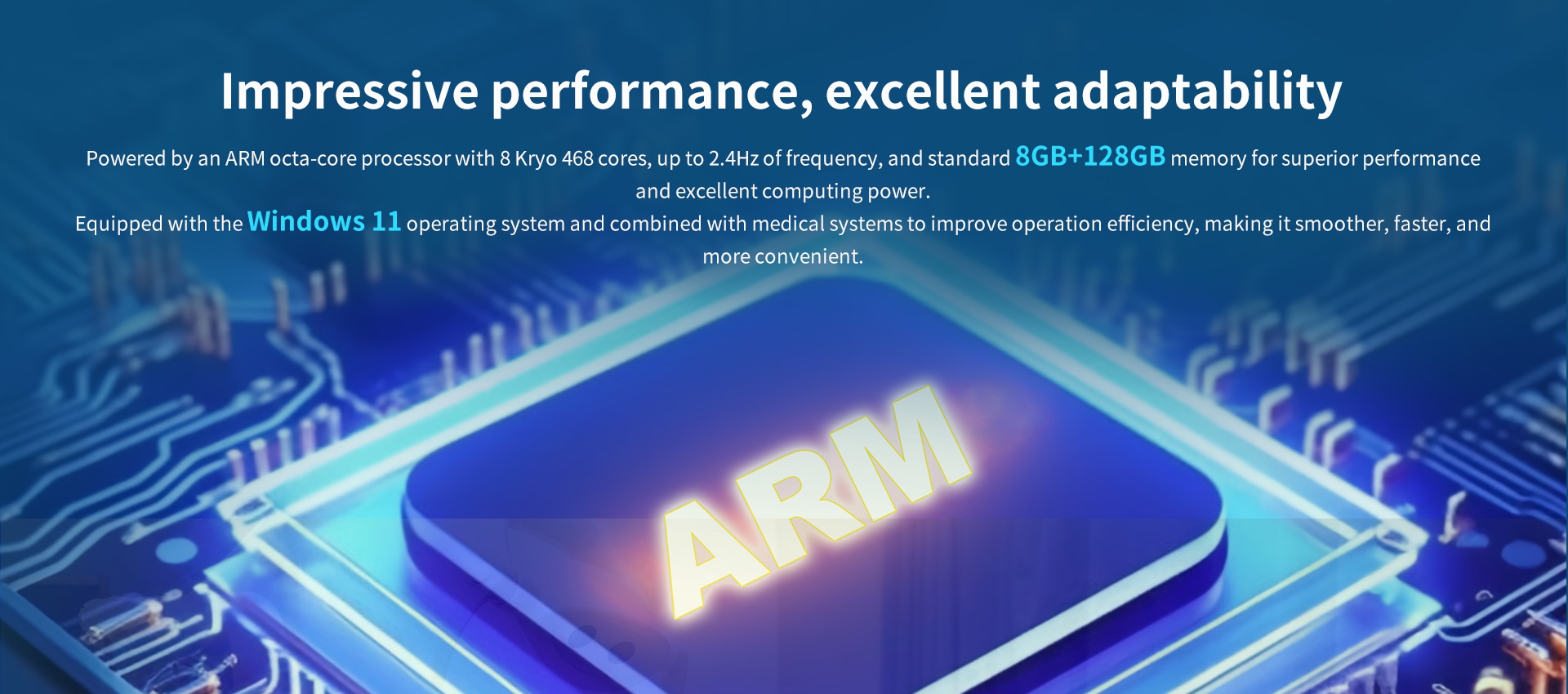 Powered by an ARM octa-core processor with 8 Kryo468 cores, up to 2.4Hz of frequeny, and standard 8GB+128GB memory forsuperior performance and excellentcomputing power.
