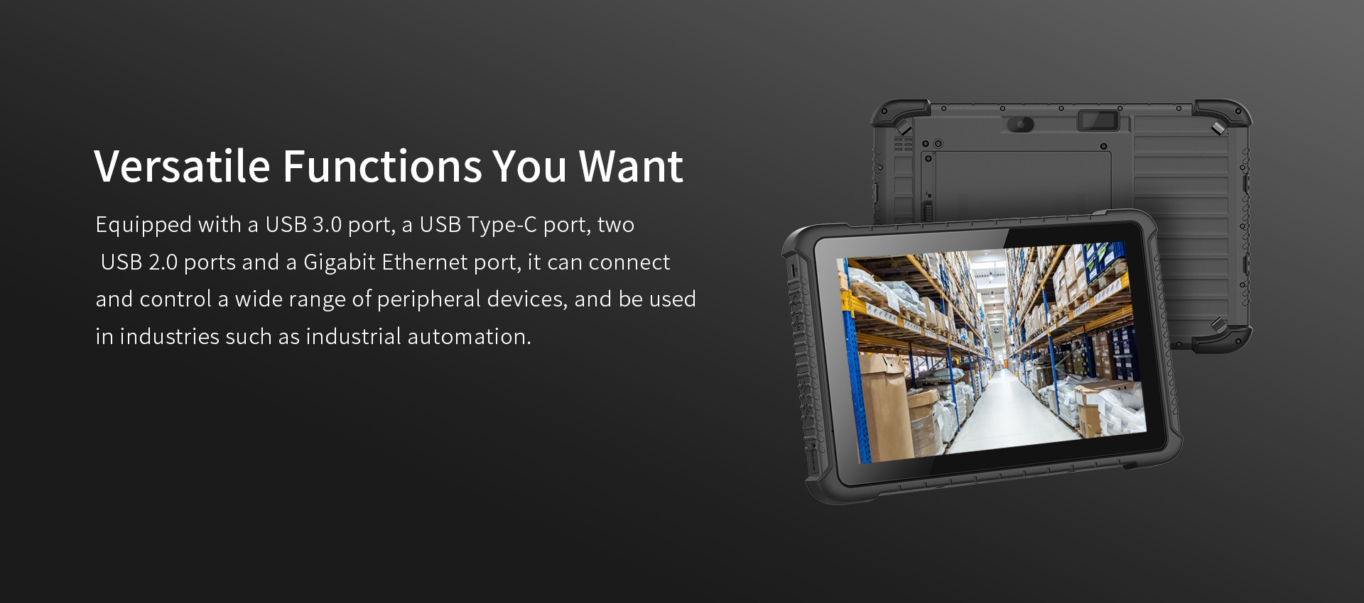 EM-R16 Rugged Tablet Polyvalent I/O Ports and Interfaces