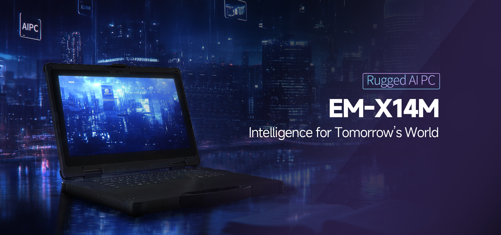 EM-X14M rugged AI PC for edge AI computing, field service, industrial workflows and mobile productivity