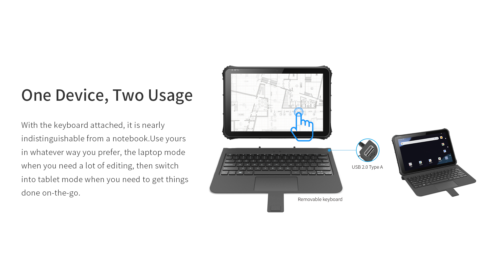 With the keyboard attached, it is nearlyindistinguishable from a notebook.